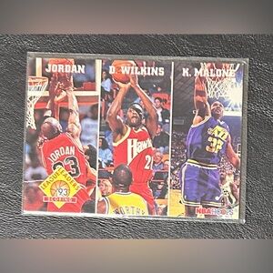 Vintage Jordan - Wilkins - Malone League Leaders Scoring Collector’s Card - VGC